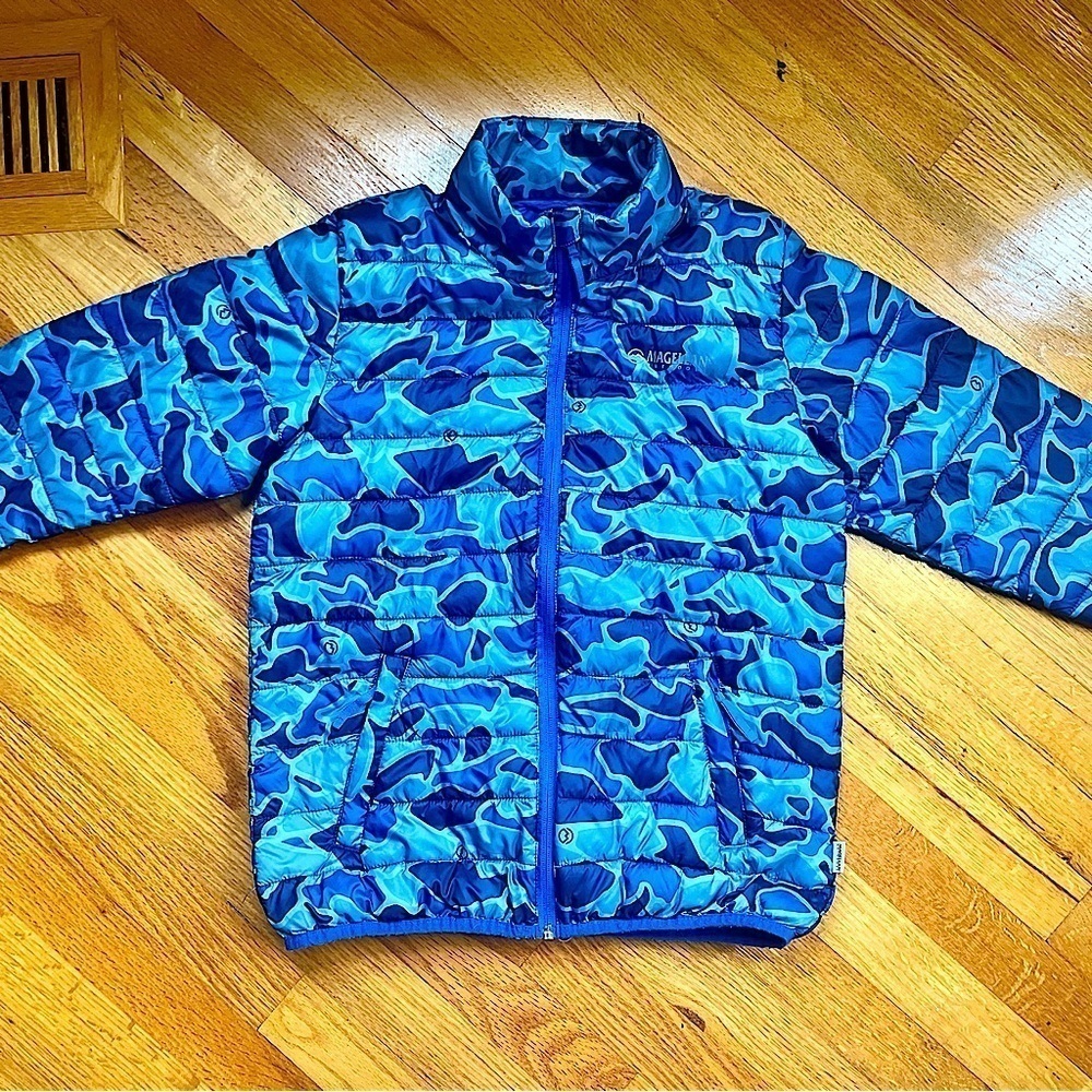 Magellan Outdoors Kids Puffer Coat Blue Camo Youth Medium